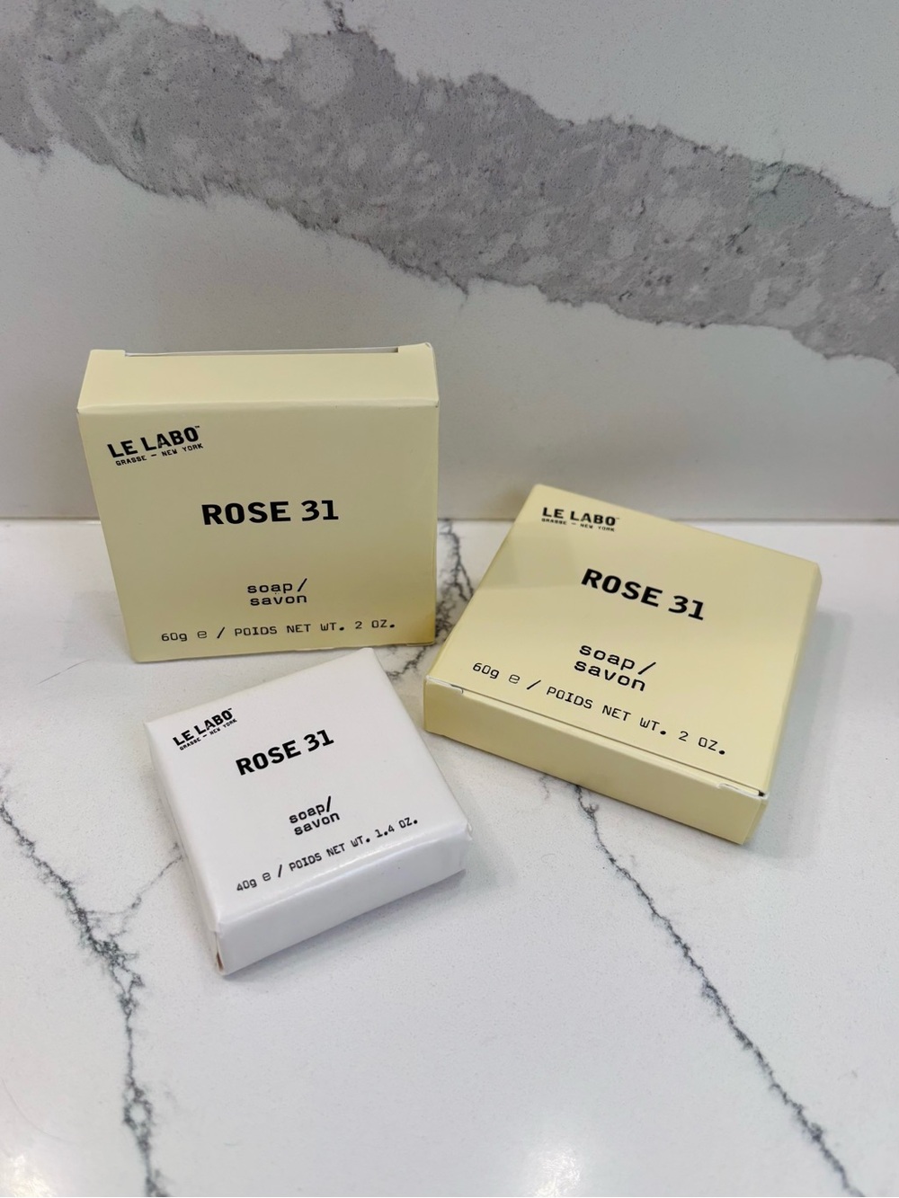 3-Pack LE LABO ROSE 31 Soap/Savon (2x 60g, 1x 40g)